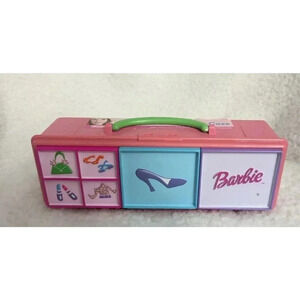 Tara Toy Barbie Accessory Case Pink Plastic Storage Organizer 9" Vintage 1999